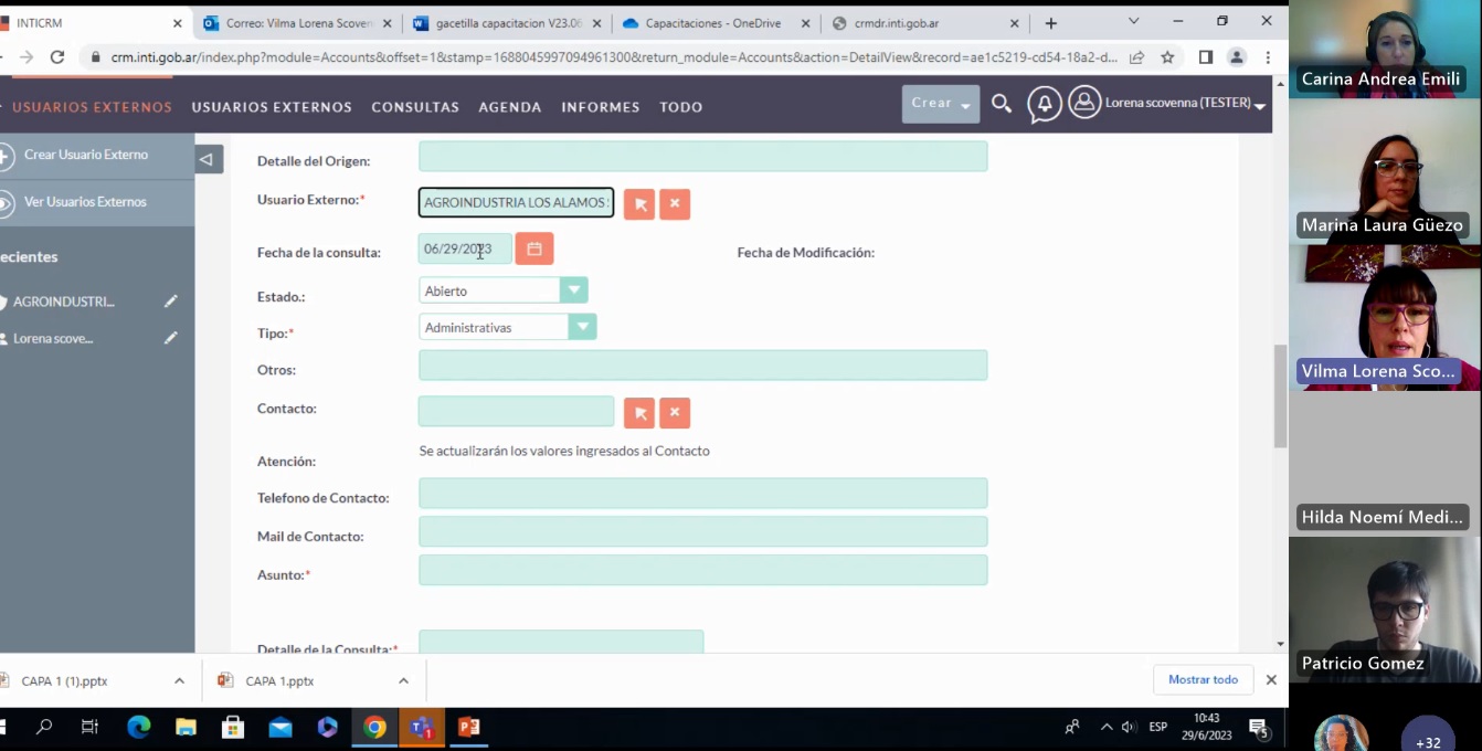Capacitación a Referentes CRM en el mes de julio de 2024